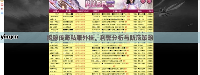 揭秘传奇私服外挂，利弊分析与防范策略