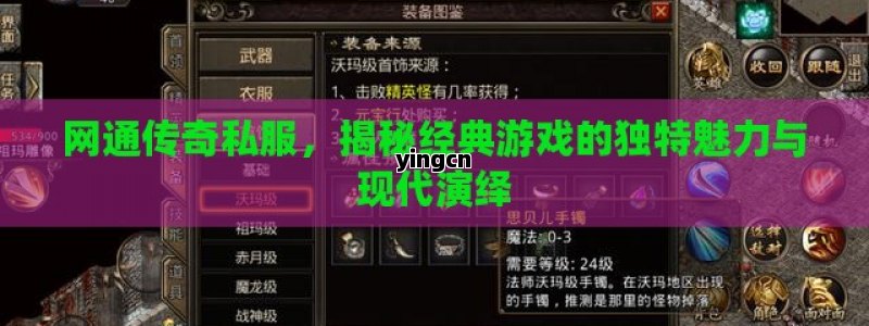 网通传奇私服，揭秘经典游戏的独特魅力与现代演绎