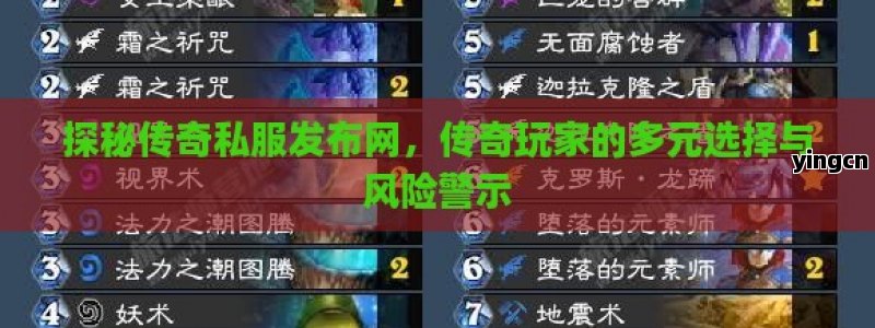 探秘传奇私服发布网，传奇玩家的多元选择与风险警示